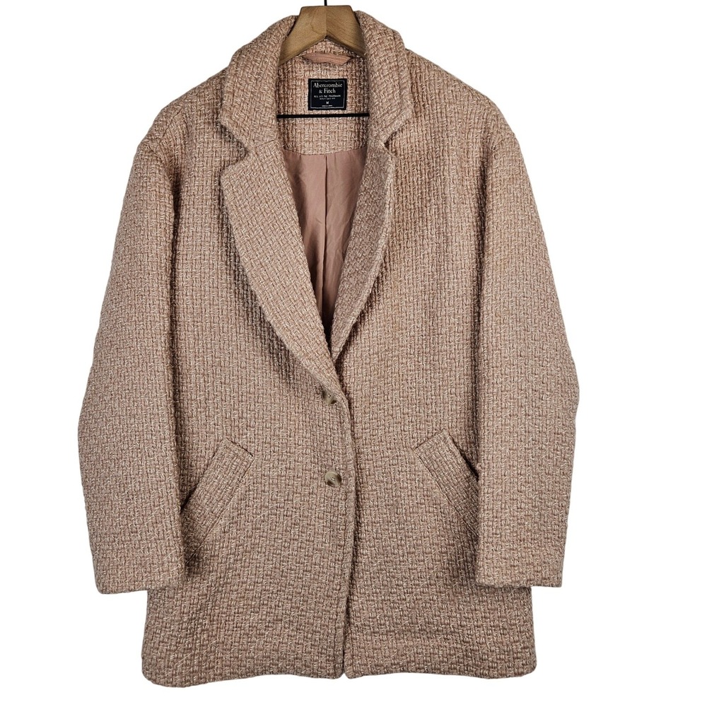 Abercrombie and Fitch Tweed oversized Jacket‎ Coat, pink, size M